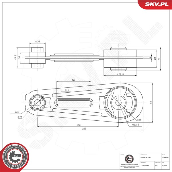 Motorkudde, Bak Esen skv 75SKV236 ESEN SKV