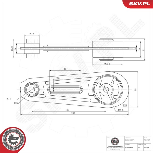 Motorkudde, Vänster Esen skv 75SKV237 ESEN SKV