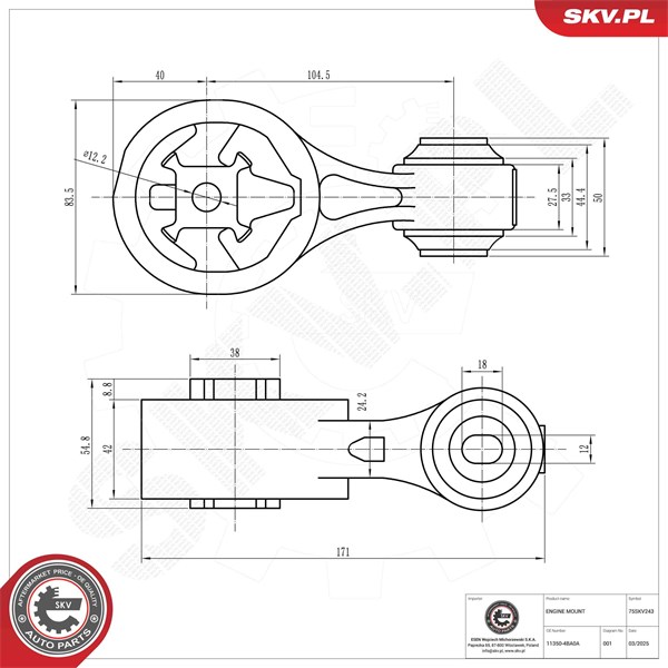 Motorkudde, Höger bak Esen skv 75SKV243 ESEN SKV