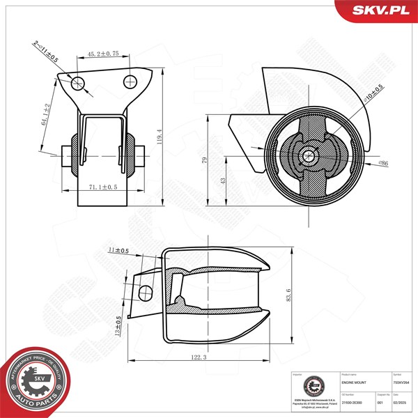 Motorkudde, Bak Esen skv 75SKV264 ESEN SKV