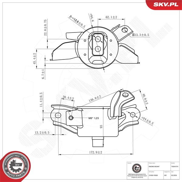 Motorkudde, Vänster Esen skv 75SKV274 ESEN SKV