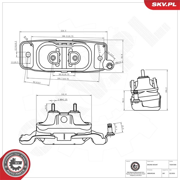 Motorkudde, Höger Esen skv 75SKV280 ESEN SKV