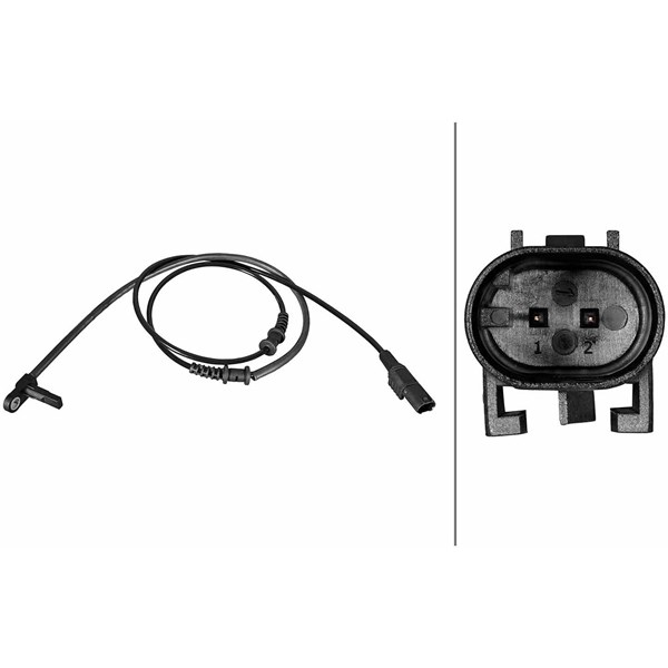 ABS-givare, Sensor, hjulvarvtal, Höger, Vänster Hella 6PU 358 216 HELLA