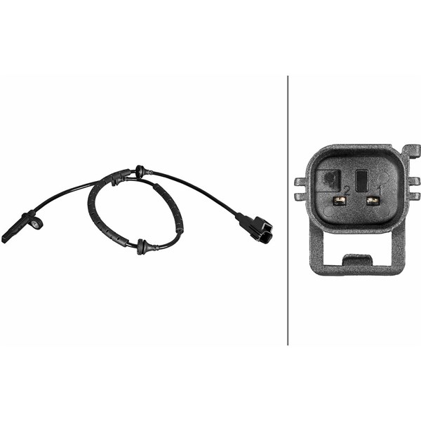ABS-givare, Sensor, hjulvarvtal, Bakaxel, Höger, Vänster Hella 6P HELLA