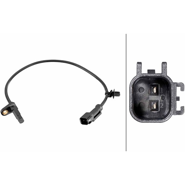 ABS-givare, Sensor, hjulvarvtal, Höger, Vänster Hella 6PU 358 216 HELLA