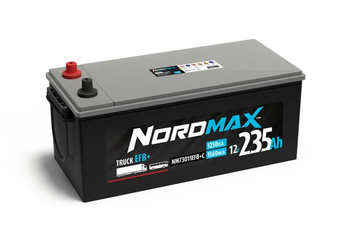 Lastbilsbatteri, Universal 12V Nordmax NM73011EFB+C Nordmax
