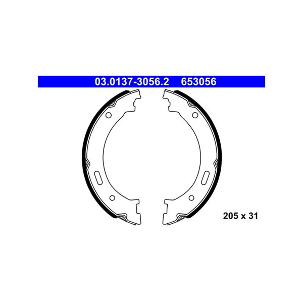 Bromsbackar, sats, parkeringsbroms, Bakaxel Ate 03.0137-3056.2 ATE