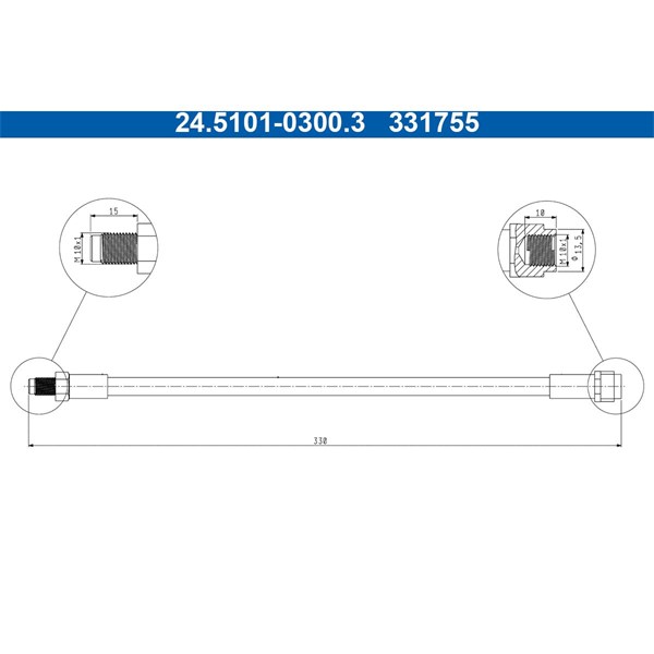 Bromsslang, Bakaxel Ate 24.5101-0300.3 ATE Bromsslang, Bakaxel Ate 24.5101-0300.3 ATE