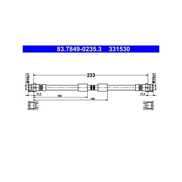 Bromsslang, Bakaxel Ate 83.7849-0235.3 ATE Bromsslang, Bakaxel Ate 83.7849-0235.3 ATE