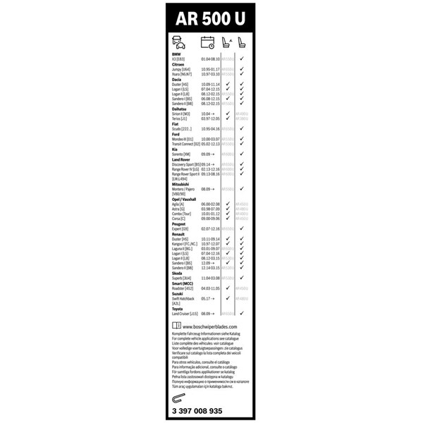 Torkarblad, Fram, Förarsida, Passagerarsida Bosch 3 397 008 935 BOSCH Torkarblad, Fram, Förarsida, Passagerarsida Bosch 3 397 008 935 BOSCH