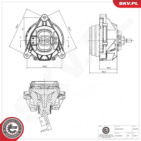 Motorkudde, Vänster Esen skv 75SKV285 ESEN SKV