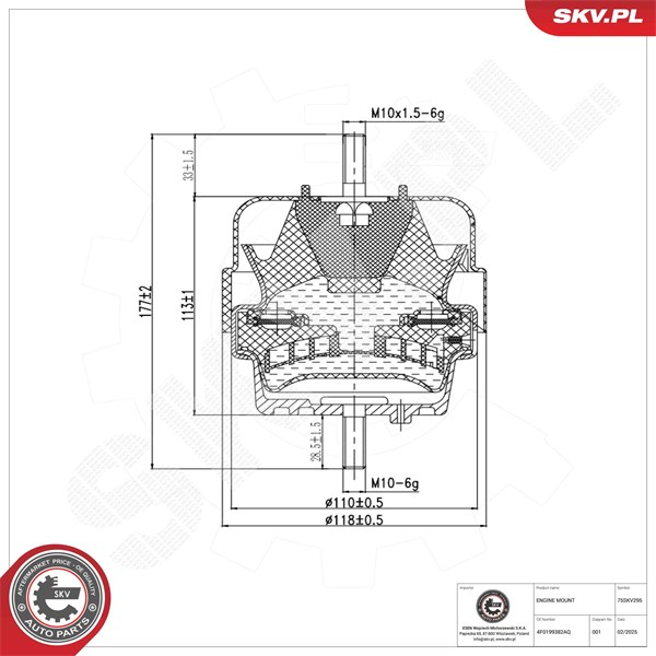 Motorkudde, Höger Esen skv 75SKV295 ESEN SKV