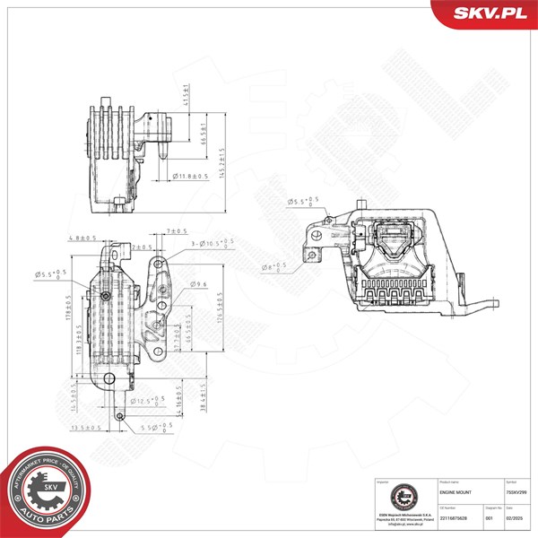 Motorkudde, Höger Esen skv 75SKV299 ESEN SKV