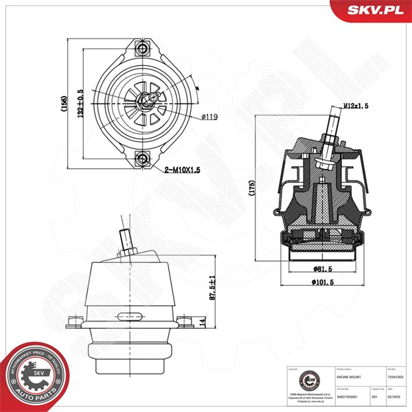 Motorkudde, Höger fram Esen skv 75SKV303 ESEN SKV