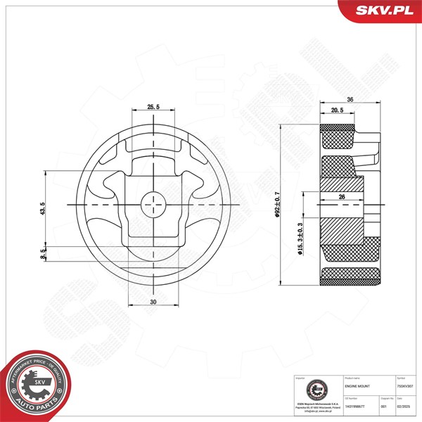 Motorkudde, Upptill Esen skv 75SKV307 ESEN SKV