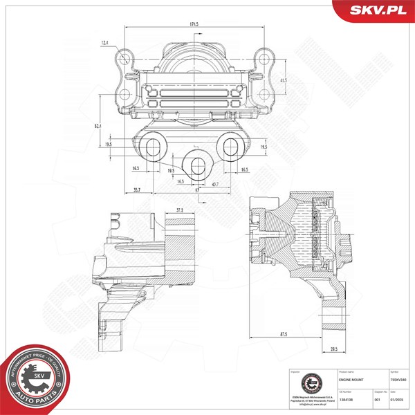 Motorkudde, Höger Esen skv 75SKV340 ESEN SKV
