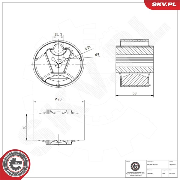 Motorkudde, Bak Esen skv 75SKV342 ESEN SKV
