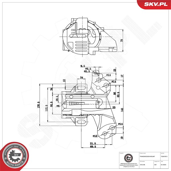 Bussning, automatväxellåda, Fram Esen skv 75SKV812 ESEN SKV Bussning, automatväxellåda, Fram Esen skv 75SKV812 ESEN SKV