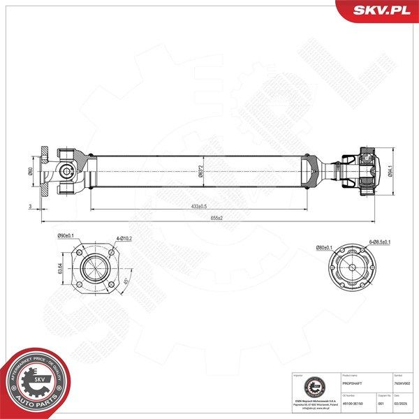 Drivaxel, Framaxel Esen skv 76SKV002 ESEN SKV Drivaxel, Framaxel Esen skv 76SKV002 ESEN SKV