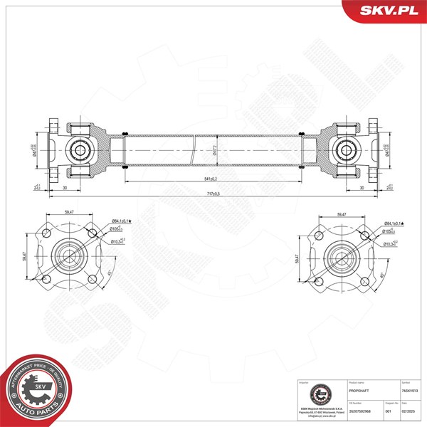 Drivaxel, Framaxel, Fram Esen skv 76SKV013 ESEN SKV Drivaxel, Framaxel, Fram Esen skv 76SKV013 ESEN SKV