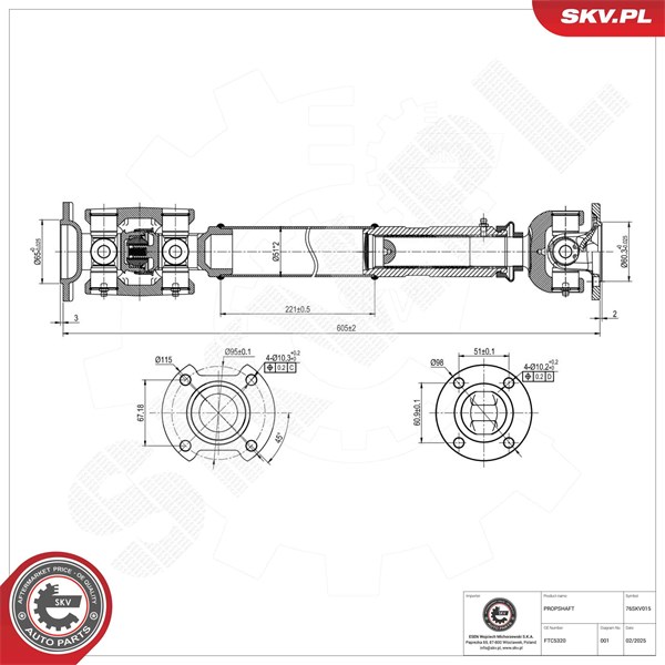 Drivaxel, Framaxel, Fram Esen skv 76SKV015 ESEN SKV Drivaxel, Framaxel, Fram Esen skv 76SKV015 ESEN SKV