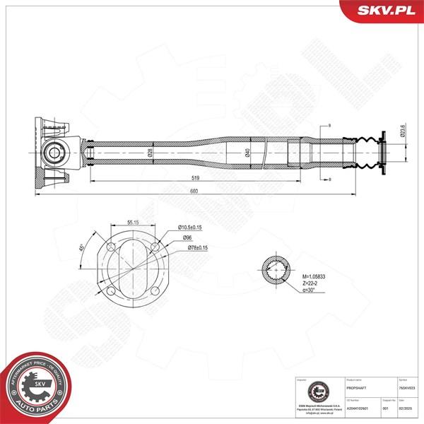 Drivaxel, Framaxel Esen skv 76SKV023 ESEN SKV