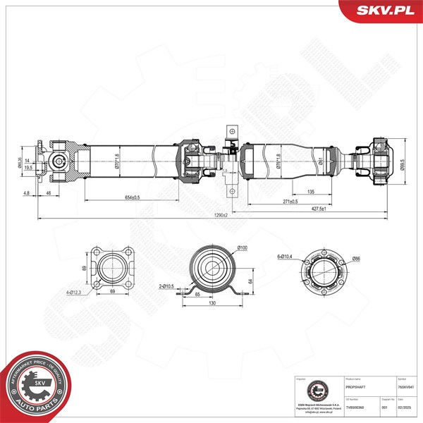 Drivaxel, Bakaxel Esen skv 76SKV041 ESEN SKV Drivaxel, Bakaxel Esen skv 76SKV041 ESEN SKV