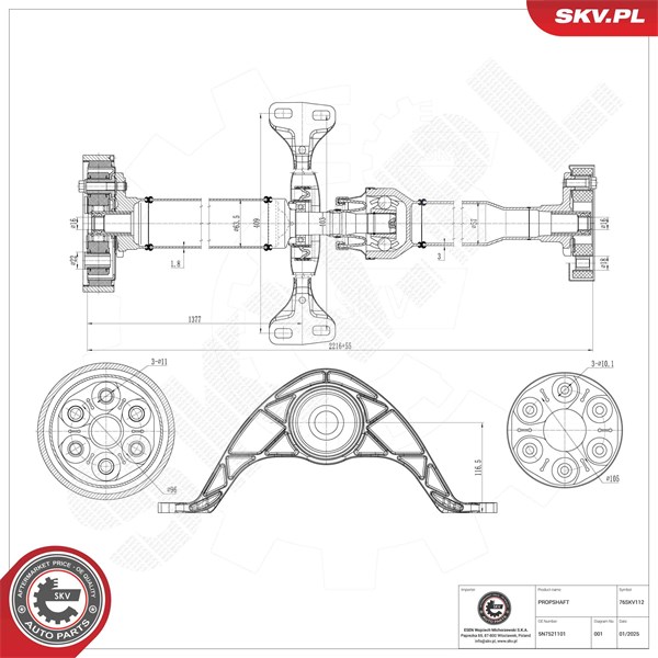 Drivaxel, Bakaxel Esen skv 76SKV112 ESEN SKV