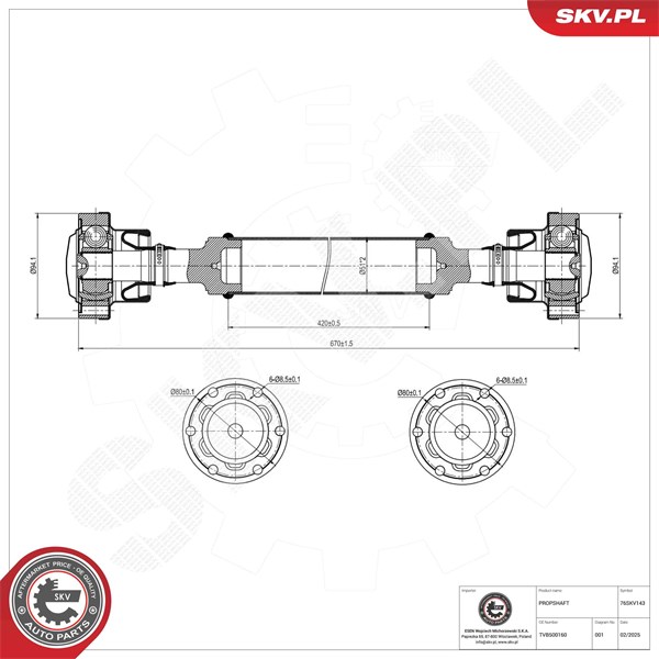 Drivaxel, Framaxel Esen skv 76SKV143 ESEN SKV Drivaxel, Framaxel Esen skv 76SKV143 ESEN SKV