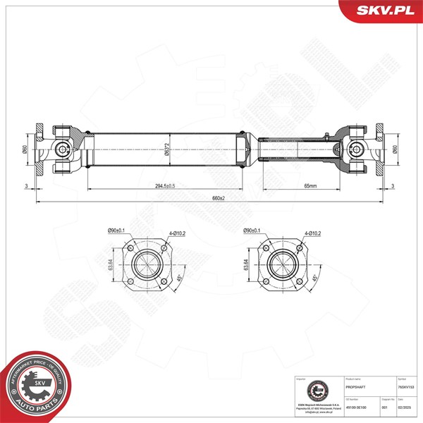 Drivaxel, Framaxel, Fram Esen skv 76SKV153 ESEN SKV Drivaxel, Framaxel, Fram Esen skv 76SKV153 ESEN SKV