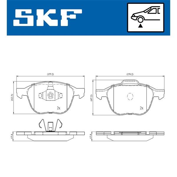 Bromsbeläggsats, Framaxel Skf VKBP 80016 SKF Bromsbeläggsats, Framaxel Skf VKBP 80016 SKF