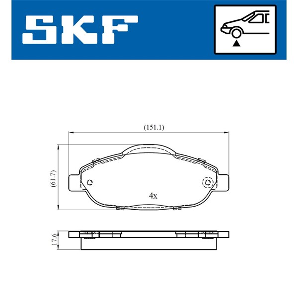 Bromsbeläggsats, Framaxel Skf VKBP 80038 SKF Bromsbeläggsats, Framaxel Skf VKBP 80038 SKF
