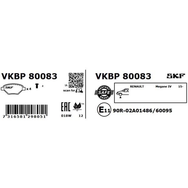 Bromsbeläggsats, Framaxel Skf VKBP 80083 SKF Bromsbeläggsats, Framaxel Skf VKBP 80083 SKF