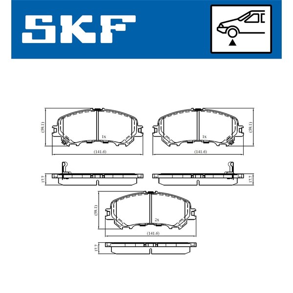 Bromsbeläggsats, Framaxel Skf VKBP 80108 A SKF Bromsbeläggsats, Framaxel Skf VKBP 80108 A SKF