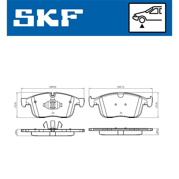 Bromsbeläggsats, Framaxel Skf VKBP 80285 SKF Bromsbeläggsats, Framaxel Skf VKBP 80285 SKF