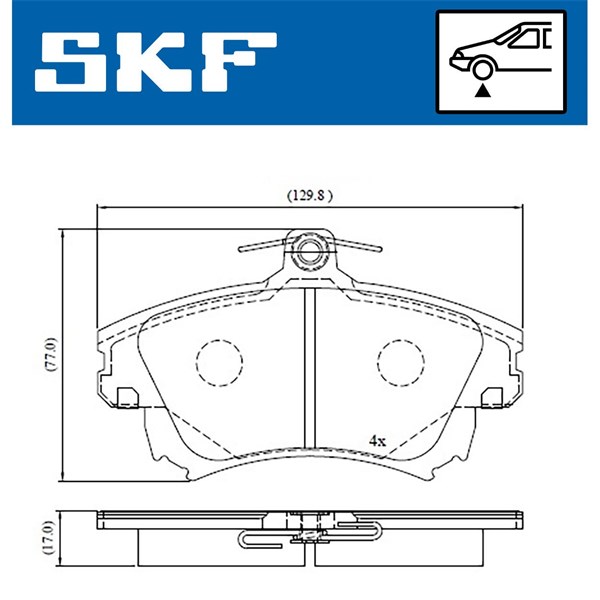 Bromsbeläggsats, Framaxel Skf VKBP 80404 A SKF Bromsbeläggsats, Framaxel Skf VKBP 80404 A SKF