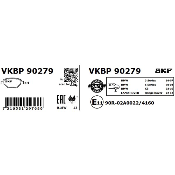 Bromsbeläggsats, Bakaxel Skf VKBP 90279 SKF