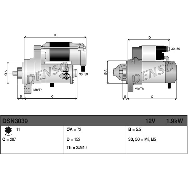 Startmotor 12V Denso DSN3039 DENSO Startmotor 12V Denso DSN3039 DENSO