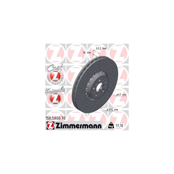 Bromsskiva, framaxel vänster Zimmermann 150.5800.70 ZIMMERMANN