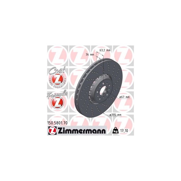 Bromsskiva, framaxel höger Zimmermann 150.5801.70 ZIMMERMANN