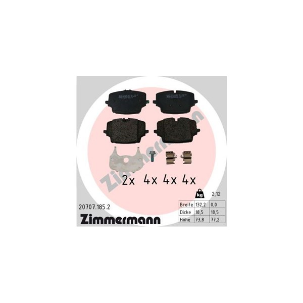 Bromsbeläggsats, Framaxel Zimmermann 20707.185.2 ZIMMERMANN Bromsbeläggsats, Framaxel Zimmermann 20707.185.2 ZIMMERMANN