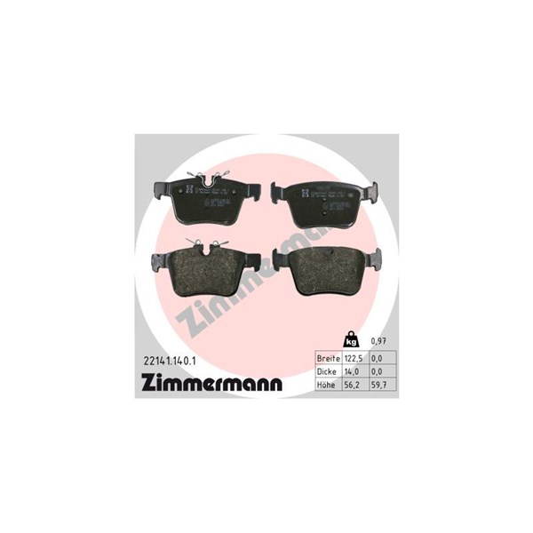 Bromsbeläggsats, Bakaxel Zimmermann 22141.140.1 ZIMMERMANN