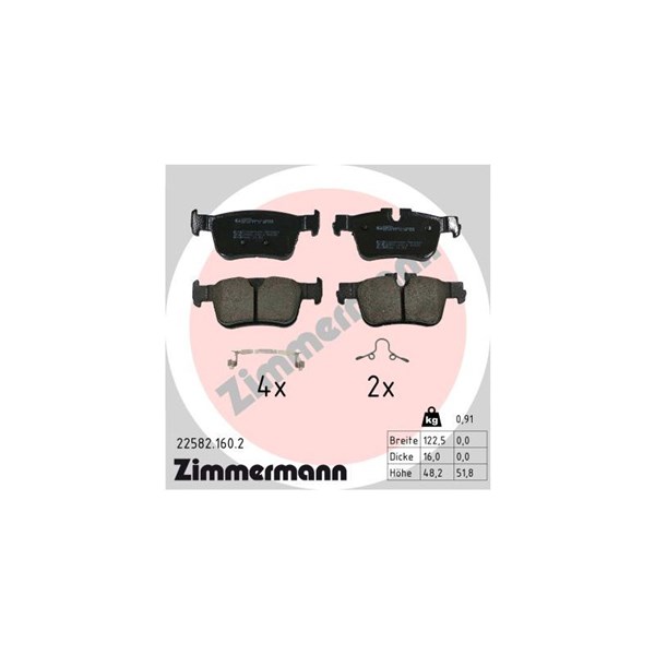 Bromsbeläggsats, Bakaxel Zimmermann 22582.160.2 ZIMMERMANN Bromsbeläggsats, Bakaxel Zimmermann 22582.160.2 ZIMMERMANN