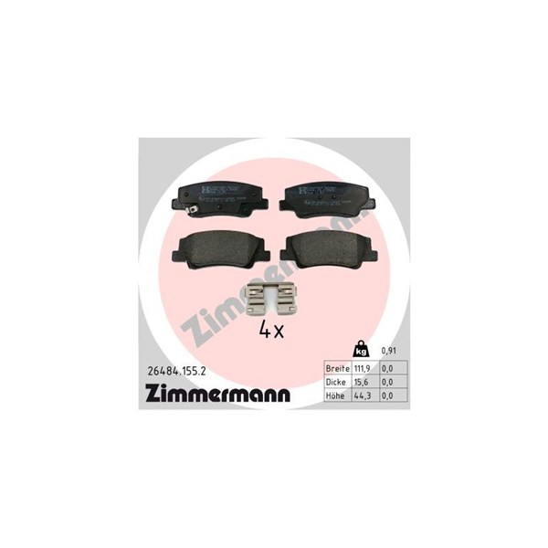 Bromsbeläggsats, Bakaxel Zimmermann 26484.155.2 ZIMMERMANN