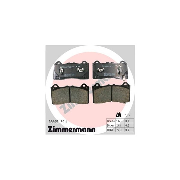 Bromsbeläggsats, Framaxel Zimmermann 26605.130.1 ZIMMERMANN