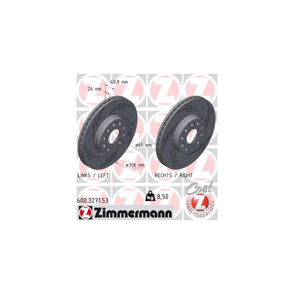 Bromsskiva Ventilerad, Framaxel Zimmermann 600.3271.53 ZIMMERMANN Bromsskiva Ventilerad, Framaxel Zimmermann 600.3271.53 ZIMMERMANN