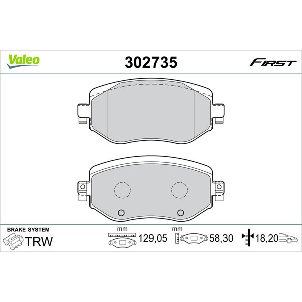 Bromsbeläggsats, Framaxel Valeo 302735 VALEO