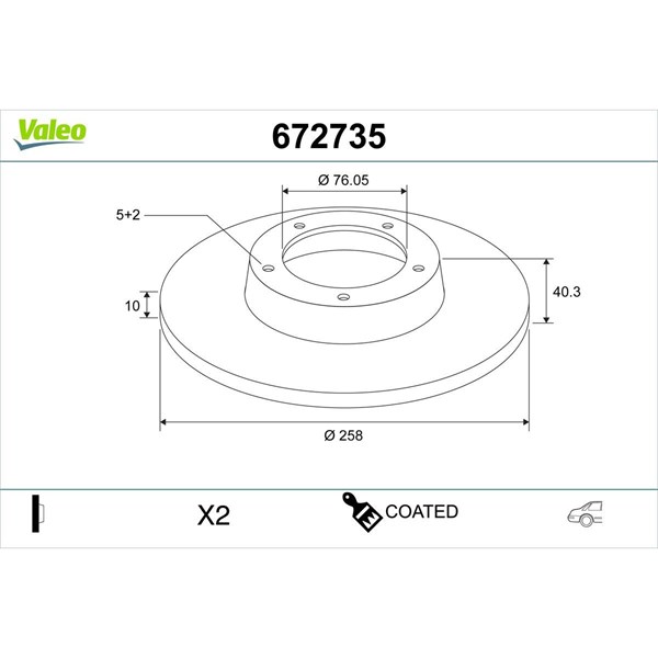 Bromsskiva Solid, Bakaxel Valeo 672735 VALEO Bromsskiva Solid, Bakaxel Valeo 672735 VALEO