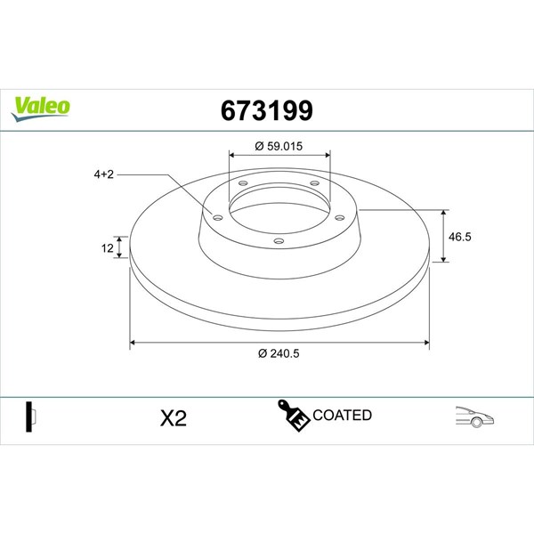 Bromsskiva Solid, Framaxel Valeo 673199 VALEO