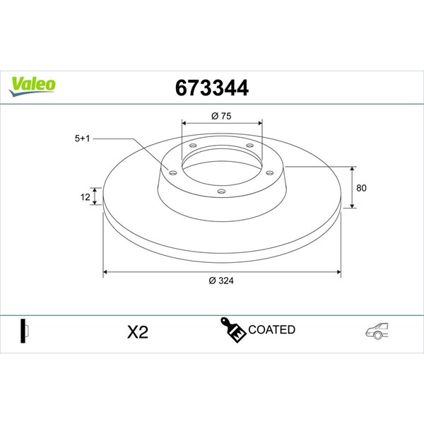Bromsskiva Solid, Bakaxel Valeo 673344 VALEO Bromsskiva Solid, Bakaxel Valeo 673344 VALEO